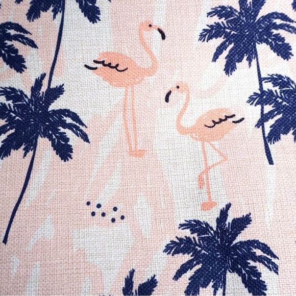 Sand Navy Palm Tree Flamingo Summer Zippered Tote Bag NWT - Picture 7 of 12